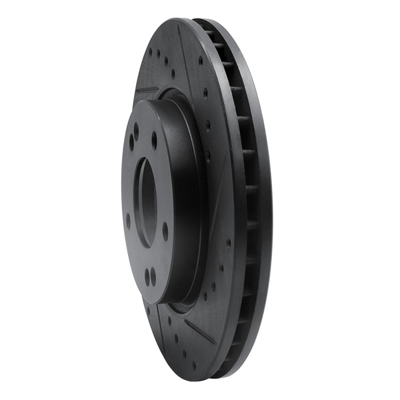 Hyundai Elantra Brake Rotor (1) - Front Right - R1 Concepts - Drilled & Slotted - Black - `07-`10